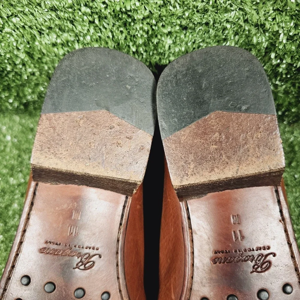 Bragano Italy Two Tone Brown Leather Slip On Penny Loafers Mens Size 11 M